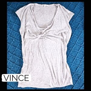 Vince - Light Heather Gray Cap Sleeve Cowl Neck Top